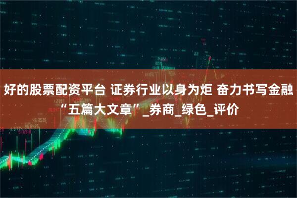 好的股票配资平台 证券行业以身为炬 奋力书写金融“五篇大文章”_券商_绿色_评价